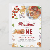 Invitation Watercolor Meatball Italien 1er anniversaire (Devant)