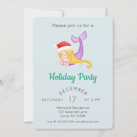 Invitation Watercolor Mermaid (Devant)