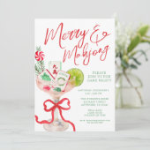 Invitation Watercolor Merry Mahjong Christmas Cocktail Party (Debout devant)