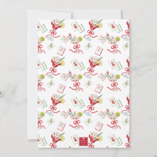 Invitation Watercolor Merry Mahjong Christmas Cocktail Party (Dos)