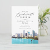 Invitation Watercolor Miami Skyline Tropical Beach Island (Debout devant)