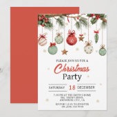 Invitation Watercolor Modern  Ornaments Christmas Party  (Devant / Derrière)