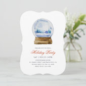 Invitation Watercolor Modern Snow Globe Fête (Debout devant)