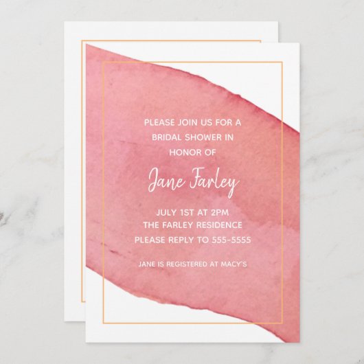 Invitation Watercolor moderne (Devant / Derrière)