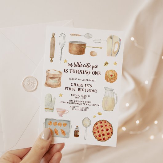 Invitation Watercolor moderne Cutie Pie 1er anniversaire