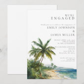 Invitation Watercolor moderne Tropical Beach Engagement Party (Devant / Derrière)