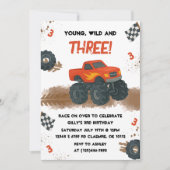Invitation Watercolor Monster Camion 3e anniversaire Invitati (Devant)