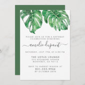 Invitation Watercolor Monstera & Modern Script (Devant / Derrière)