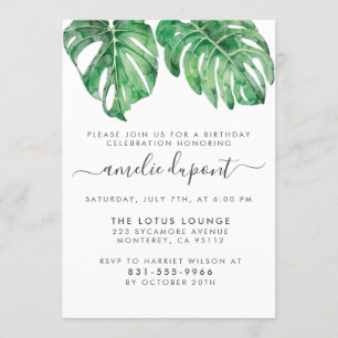 Invitation Watercolor Monstera & Modern Script