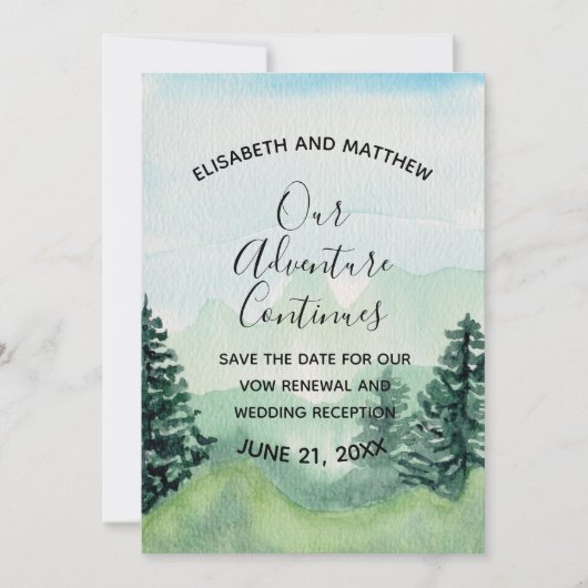 Invitation Watercolor Mountain Enregistrer la date (Devant)