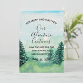 Invitation Watercolor Mountain Enregistrer la date (Debout devant)