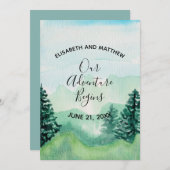 Invitation Watercolor Mountain Enregistrer la date (Devant / Derrière)