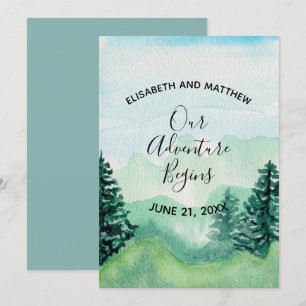 Invitation Watercolor Mountain Enregistrer la date