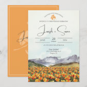 Invitation Watercolor Mountain Floral Garden Meadow Mariage (Devant / Derrière)