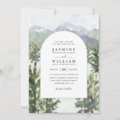 Invitation Watercolor Mountain Forest Arch QR Code Wedding (Devant)