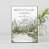 Invitation Watercolor Mountain Forest Mariage rustique (Debout devant)