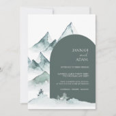 Invitation Watercolor Mountain Green Winter Wedding (Devant)