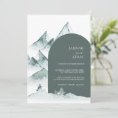 Invitation Watercolor Mountain Green Winter Wedding (Debout devant)