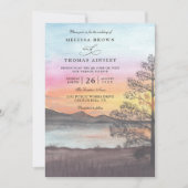 Invitation Watercolor Mountain Lake View QR Code Wedding (Devant)