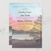 Invitation Watercolor Mountain Lake Vue sur le lac (Devant / Derrière)