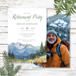 Invitation Watercolor Mountain Photo Retirement Party