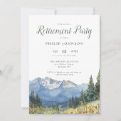 Invitation Watercolor Mountain Photo Retirement Party (Devant)