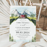 Invitation Watercolor Mountain Rustic Forest Mariage Invitati<br><div class="desc">Cet élégant design offre une vue sur les montagnes,  inspirée du paysage rêvé des Alpes. Personnalisez l'invitation avec vos détails et si vous voulez réorganiser le style et le placement du texte,  veuillez appuyer sur le bouton "Cliquez pour customiser plus loin".</div>