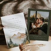 Invitation Watercolor Mountain Wedding Enregistrer La Date