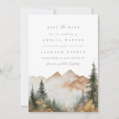 Invitation Watercolor Mountain Wedding Enregistrer La Date (Devant)