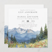 Invitation Watercolor Mountain Wildflower Wedding (Devant / Derrière)