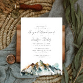 Invitation Watercolor Mountains À feuillage persistant Mariag