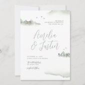 Invitation Watercolor Mountains Outdoor Destination Mariage (Devant)
