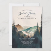 Invitation Watercolor Mountains Pine Forest Fête des mariées (Devant)