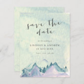 Invitation Watercolor Mountains Wedding Enregistrer la date (Devant / Derrière)