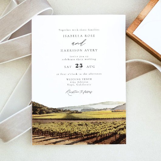 Invitation Watercolor Napa Valley Sonoma California Mariage