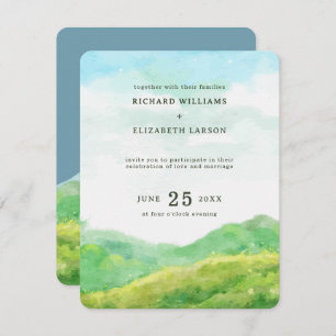 Invitation Watercolor Nature Mountain Mariage