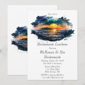 Invitation Watercolor Nautical Beach Scène Bridesmaids Déjeun (Devant / Derrière)