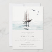 Invitation Watercolor Nautical Voile Baby shower (Devant)