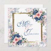 Invitation Watercolor Navy & Blush Mariage (Devant / Derrière)