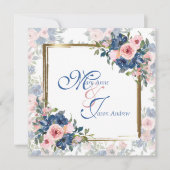 Invitation Watercolor Navy & Blush Mariage (Devant)