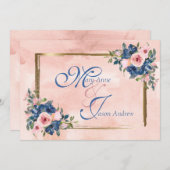 Invitation Watercolor Navy & Blush Mariage (Devant / Derrière)