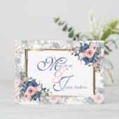 Invitation Watercolor Navy & Blush Mariage (Debout devant)