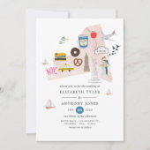 Invitation Watercolor New York USA Destination Wedding (Devant)