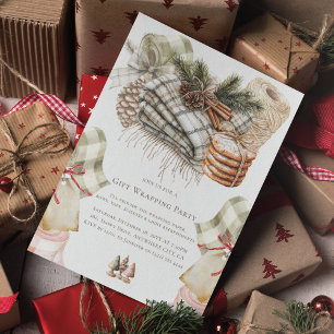 Invitation Watercolor Noël cadeau d'enveloppement fête