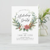 Invitation Watercolor Noël Wreath Fête (Debout devant)