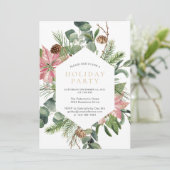 Invitation Watercolor Noël Wreath Gold Fête (Debout devant)