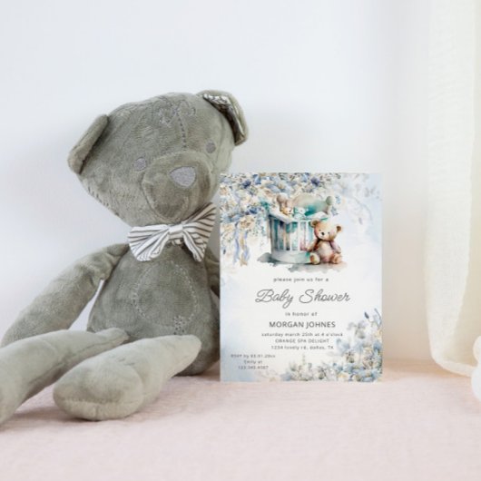 Invitation Watercolor Nursery Teddy Bear Baby shower