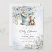 Invitation Watercolor Nursery Teddy Bear Baby shower (Devant)