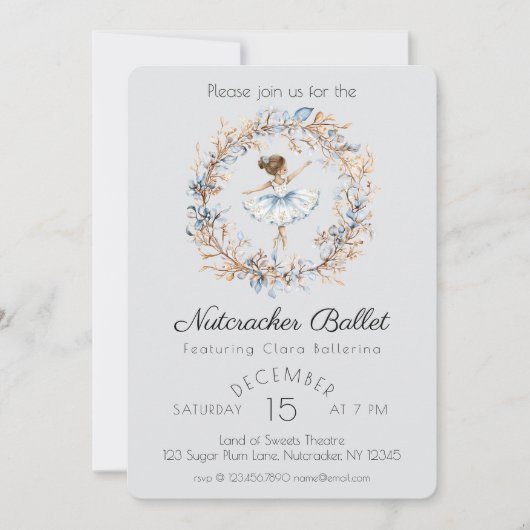 Invitation Watercolor Nutcracker Ballet Considérant (Devant)