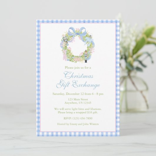 Invitation Watercolor Nutcracker Wreath (Debout devant)